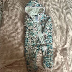 The North Face Green and White Forest Print Footie